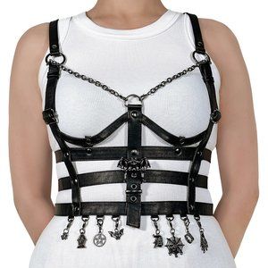 Gothic Bat Faux Leather Cage Body Harness